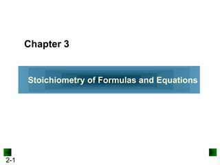 2-1
Stoichiometry of Formulas and Equations
Chapter 3
 