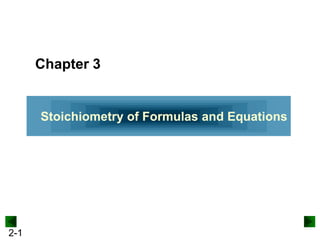 Chapter 3

Stoichiometry of Formulas and Equations

2-1

 
