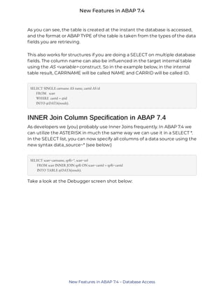New Features In Abap 7 4