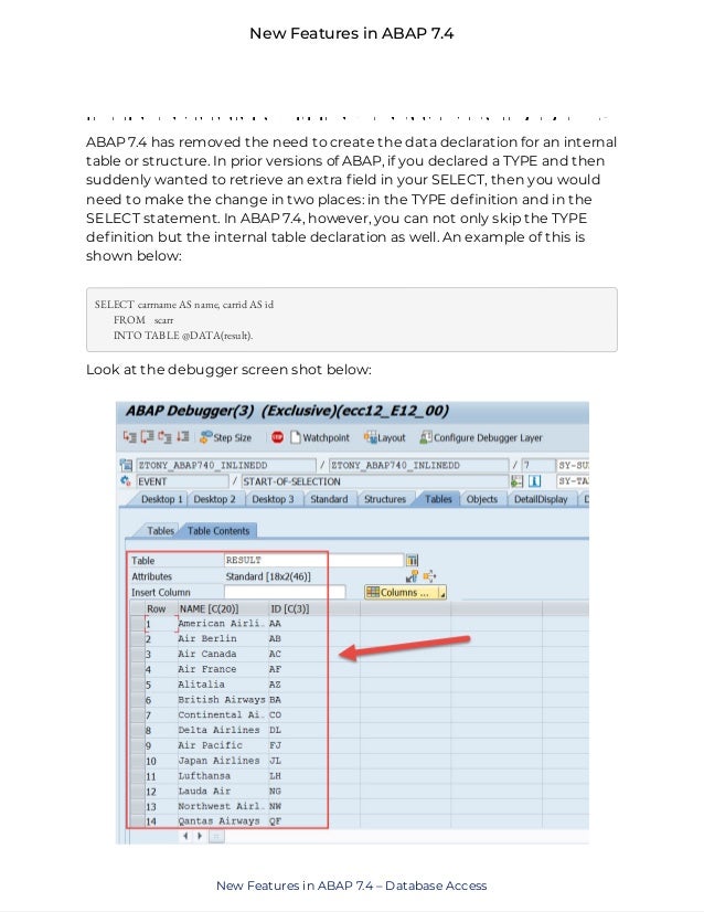 New Features In Abap 7 4