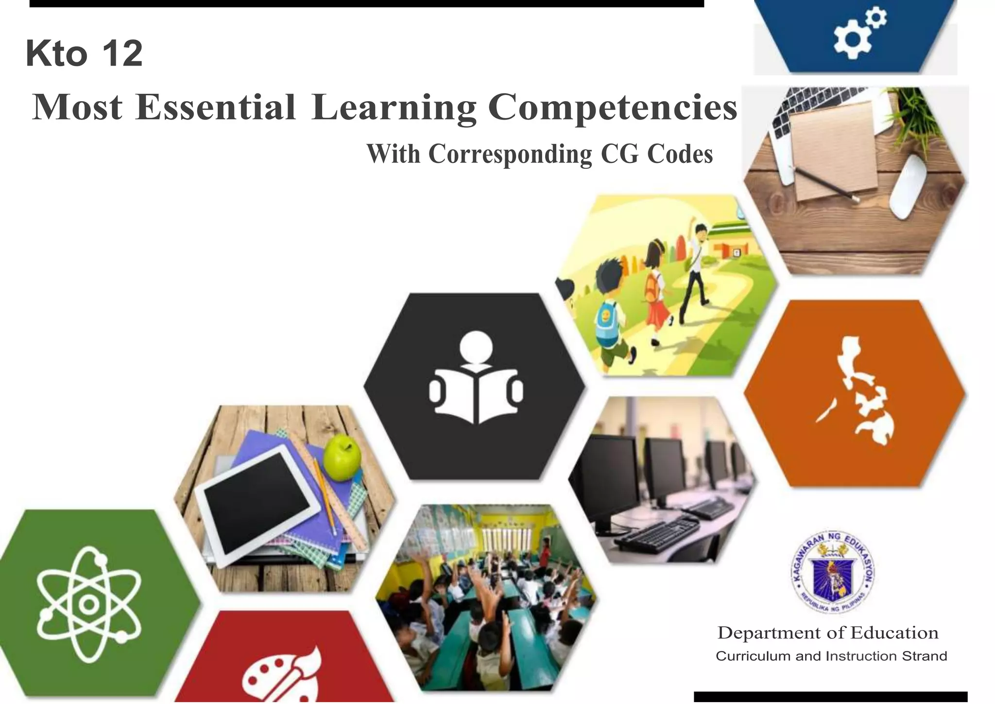 Kto 12
Most Essential Learning Competencies
With Corresponding CG Codes
Department of Education
Curriculum and Instruction Strand
 