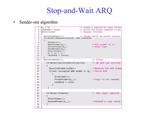 Stop-and-Wait ARQ 
• Sender-site algorithm 
 