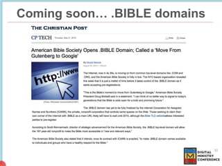 Coming soon… .BIBLE domains
31
 