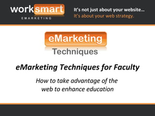 eMarketing Techniques for Faculty How to take advantage of the  web to enhance education 