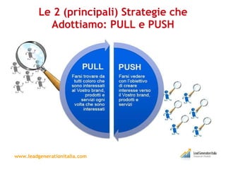 Le 2 (principali) Strategie che Adottiamo: PULL e PUSH www.leadgenerationitalia.com 