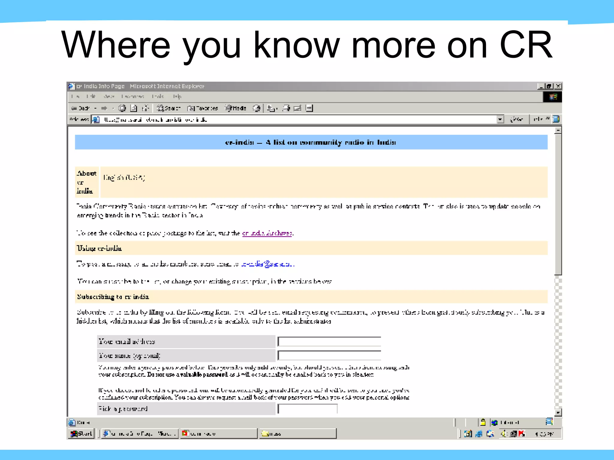 Where you know more on CR 