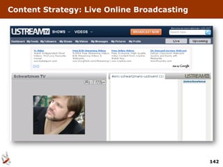 Content Strategy: Live Online Broadcasting




                                             142
 