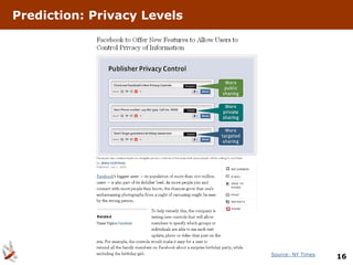 Prediction: Privacy Levels




                             Source: NY Times
                                                16
 