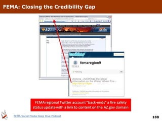 FEMA: Closing the Credibility Gap




   FEMA Social Media Deep Dive Podcast
                                         188
 