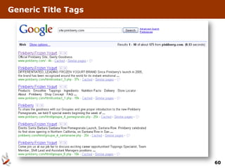 Generic Title Tags




                     60
 