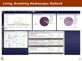Living, Breathing Mediascape: Radian6




                                        7
 