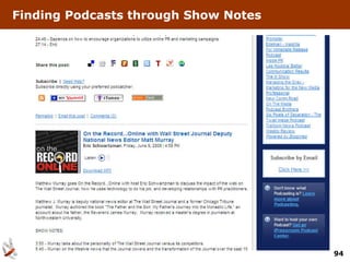 Finding Podcasts through Show Notes




                                      94
 