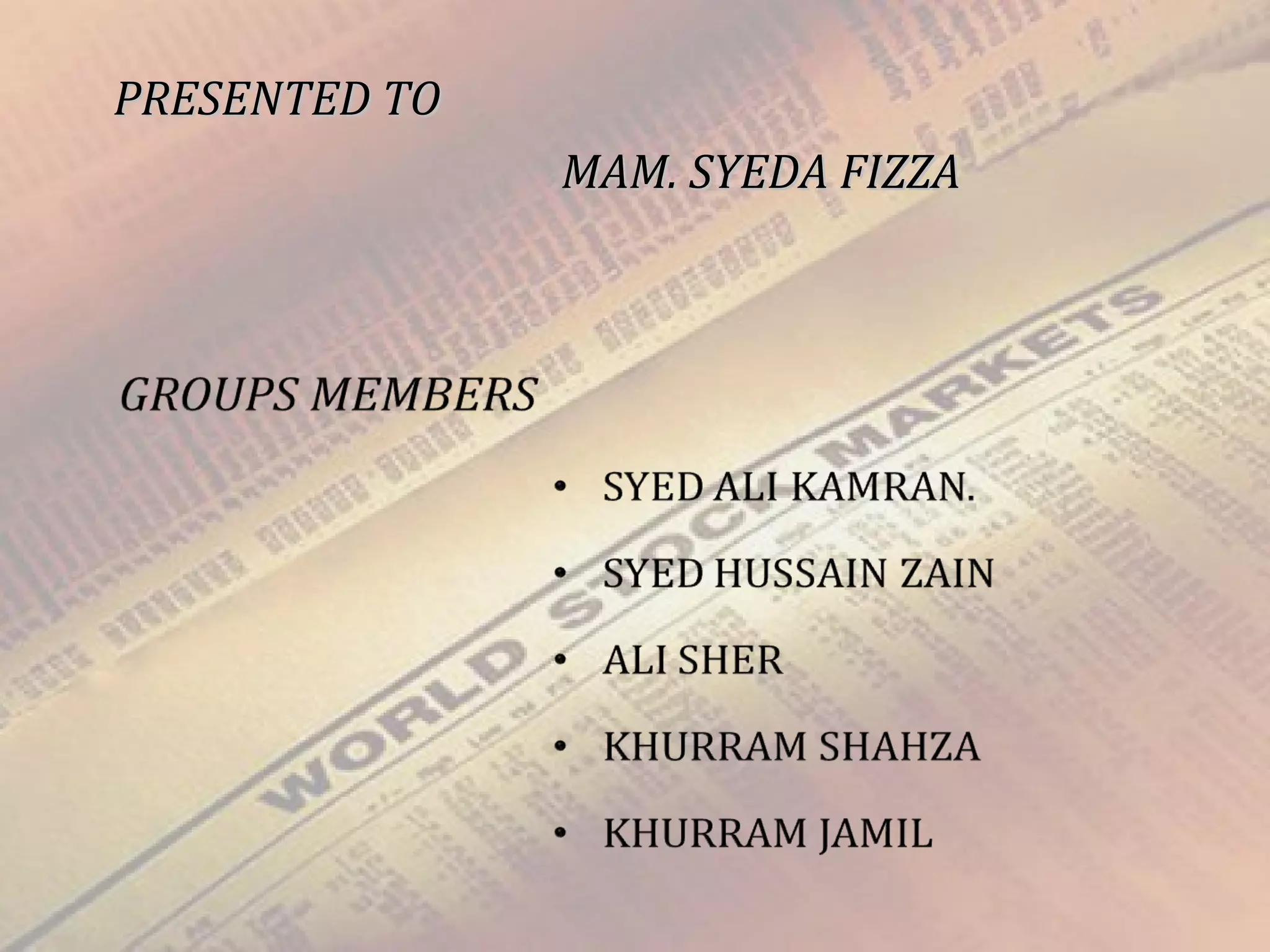 PRESENTED TO MAM. SYEDA FIZZA 