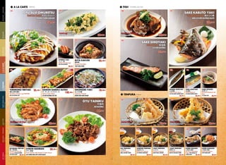 122.

 FISH

M?N PH?

GYU SUJI OMURETSU

123.

C? N??NG, D?A CHUA

140.

141.

Grilled Salmon Head q֤ȟ
??U C? H?I N??NG MU?I

130.000 d

120.000 d
POPAI EGGU

TAI ARANI

SALAD

POPAYE Egg ݥѥ 
 
C?I B? X?I X?O TR?NG

124.

38.000 d

125.

Simmered Sea bream Head 
C? H?NG KHO
142.

SAKE SHIOYAKI

SUSHI & C? S?NG

 APETIZER
A

LA CARTE

M?N PH? & C? N??NG
TEMPURA

 TEMPURA

100.000 d
Grilled Salmon qc
C? H?I N??NG

125.000 d
UYINNA YAKI

 ʩ`


Grilled Pork Sausage
X?C X?CH N??NG?

58.000 d
126.

127.

TORIMOMO TERIYAKI

դꟆ
Boneless Chicken Leg TERIYAKI
??I G? N??NG S?T

BUTA KAKUNI

Braised Pork Belly
TH?T HEO H?M

55.000 d

128.

C? H?I N??NG T?I T?I

129.

78.000 d

SANMA SHIOYAKI

GYU YAINIKU

145.

SABA SHIOYAKI

 މc


 TENPURA

B?NH X?O KI?U NH?T

130.

144.

143.

SAMON GARIKU
OKONOMI YAKI
55.000 d `󥬩` Ʃ` SUTEKI

Τߟ
138.000 d Japanese Pancake
Salmon Garlic Steak

M?N CHI?N

DEEP FRIED DISH

SAKE KABUTO YAKI

Beef Line Omelet ţ 

TR?NG CU?N G?N B?

 SALAD

SUSHI & C? S?NG

 SUSHI?SASHIMI

 A LA CARTE


Љc

C? THU NH?T N??NG MU?I

C? SABA N??NG MU?I

Grilled Pacific Saury

Tempura

Grilled Mackerel

70.000 d

150.

65.000 d

SABA NITSUKE


Ĥ

Simmered Mackerel with
Miso

C? SABA KHO

65.000 d

151.

ţ
B? N??NG

131.

132.

BUTABARA TERIYAKI

CHIKIN NANBAN

Sauted Pork with Ginger ष 
 
HEO N??NG G?NG

TENPURA MORIAWASE

55.000 d

EBI TENPURA

Assorted Tempura פʢϤ碌
T?M RAU C? CHI?N C?C LO?I
152.

85.000 d

153.

154.

Prawn Tempura פ
T?M L?N B?T CHI?N

78.000 d

156.

155.

157.

C?M & M?

L?U

HOT POT

BUTA SHOGA YAKI

RISE DISH?NOODLE

88.000 d

SET MENU

SET MENU

Х 


Grilled Pork Rib with
Teriyaki BA R?I N??NG

S?T Ki?U NH?T
8

40.000 d

59.000 d


Fried Chicken with Vinegar & Tartar Sauce
G? CHI?N X?O S?T CHUA NG?T

IKA TENPURA

SHIROMI TENPURA

TAKO TENPURA

YASAI TENPURA

KOEBI KAKIAGE

KOEBI KARAAGE

Vegetables Tempura

Shrimp & Vegetables
Flitter T?P V? RAU C?

T?P CHI?N Gi?N




~






Ұ


M?C L?N B?T CHI?N

C? TR?NG CHI?N B?T

B?CH TU?C L?N B?T

RAU C? L?N B?T CHI?N

Squid Tempura

48.000 d

White Fish Tempura

58.000 d

Octopus Tempura

45.000 d

42.000 d

СϤ
P
CHI?N Gi?N

45.000 d

СϤ P


Deep Fried Shrimp

38.000 d
9

 
