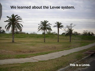 We learned about the Levee system. This is a Levee. 