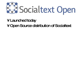 Launched today Open Source distribution of Socialtext 