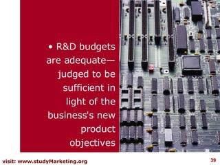 R&D budgets are adequate—judged to be sufficient in light of the business's new product objectives 