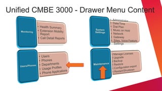 Unified CMBE 3000 - Drawer Menu Content
 
