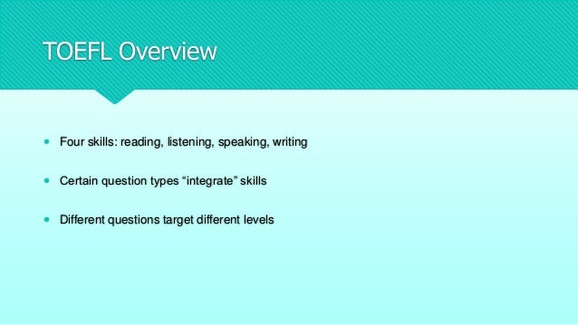 toeic test net listening for Skills TOEFL the IBT