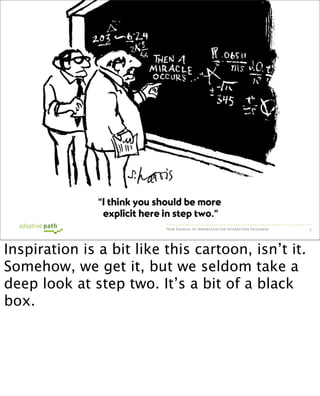 New Sources of Inspiration for Interaction Designers   3




Inspiration is a bit like this cartoon, isn’t it.
Somehow, we...