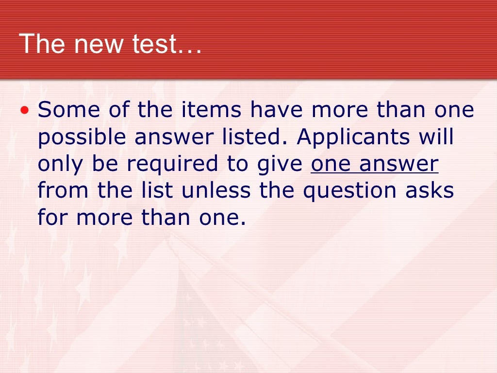 New Test Questions