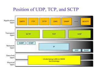 Position of UDP, TCP, and SCTP 
 