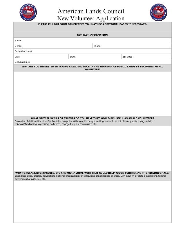 new volunteer form send out volunteer applications forms