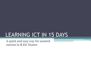 ICT (Information Communication and technology) in education | PPT