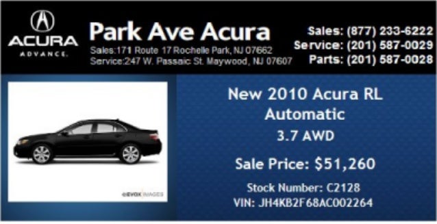 New 2010 Acura RL Rochelle Park NJ