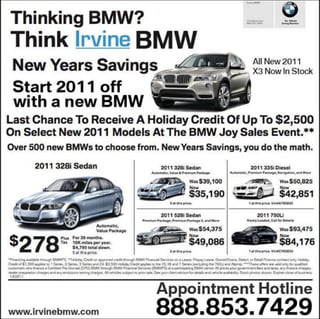 2011 New BMW Savings Special - Irvine BMW CA
