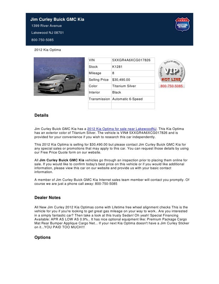 New 2012 Kia Optima For Sale Near Toms River Nj Stock 23