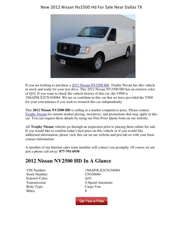 nissan nv2500 for sale near me