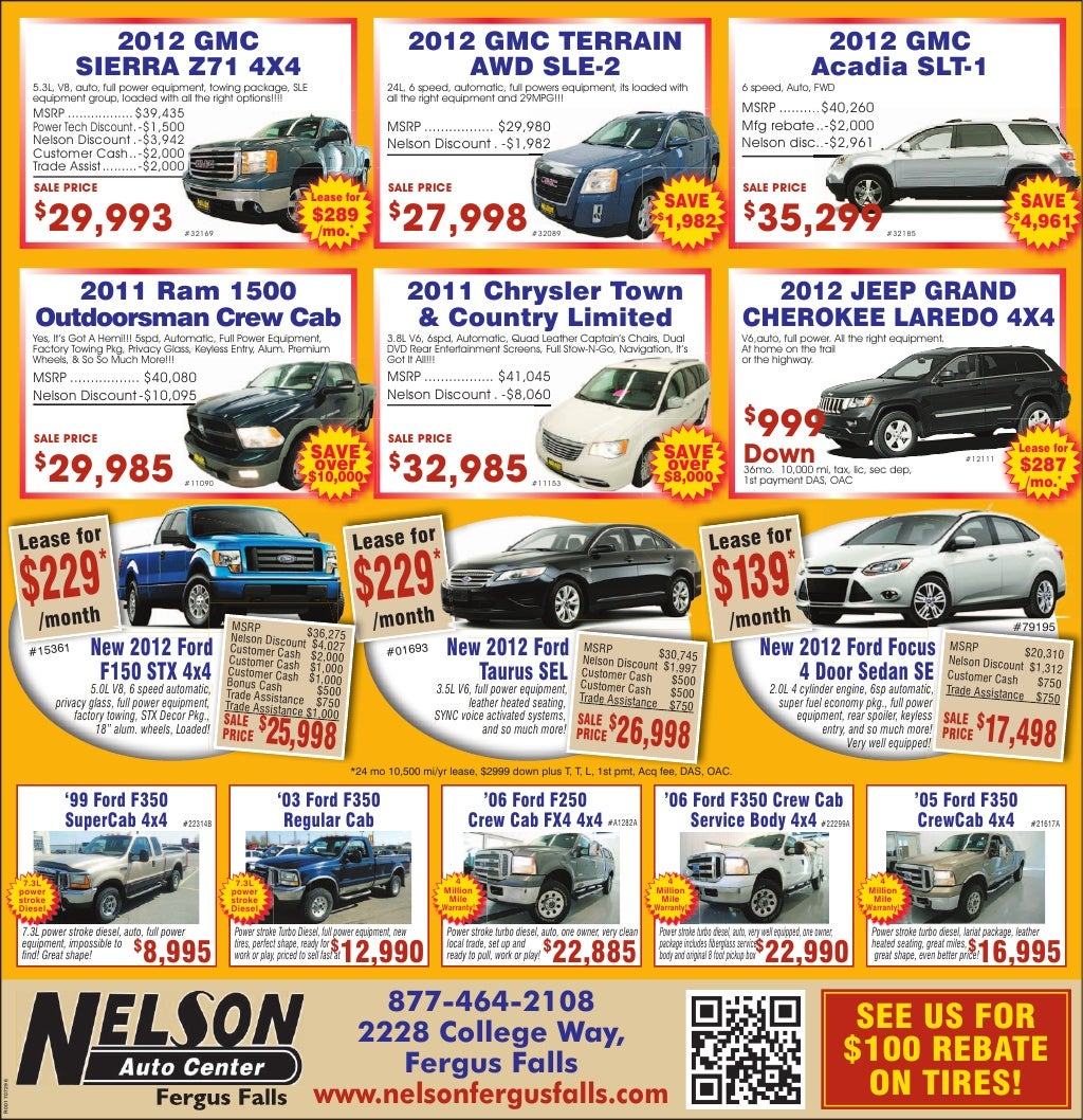 New 2012 Vehicle Specials at Fargo car Dealership Nelson Auto Center