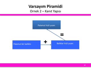 Varsayım Piramidi
Ornek 2 – Kanıt Yapısı
14
Palamut hizli yuzer.
Baliklar hizli yuzer.Palamut bir baliktir. +
=
 