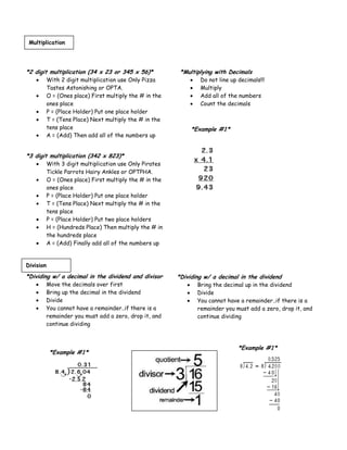 6th grade math notes | DOCX