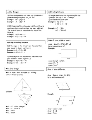 6th grade math notes | DOCX