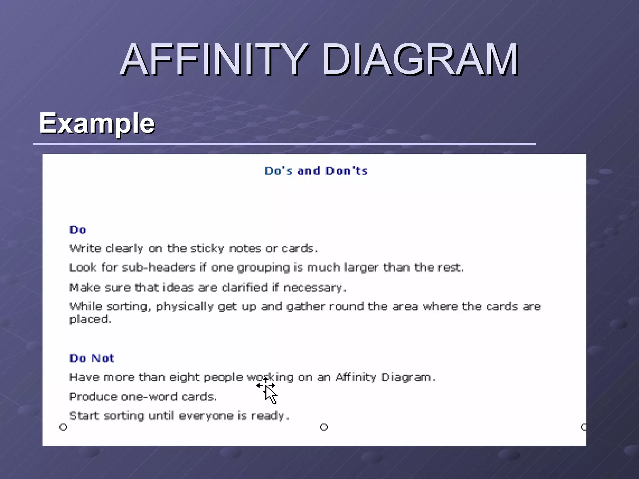 AFFINITY DIAGRAM Example 