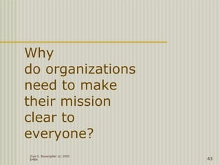 Ziya G. Boyacigiller (c) 2005
EMBA 43
Why
do organizations
need to make
their mission
clear to
everyone?
 