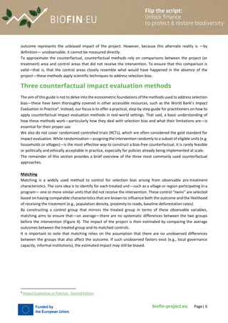 BIOFIN-EU: A Practical Guide to Counterfactual Methods for Evaluating ...