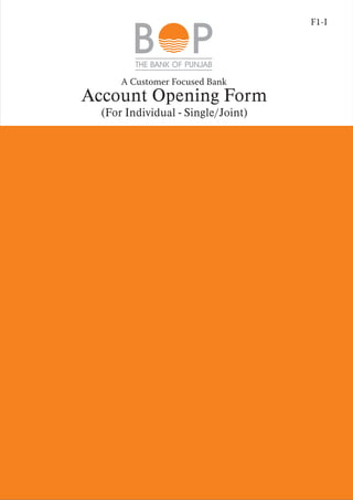 F1-I
Account Opening Form
(For Individual - Single/Joint)
 