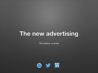 The new advertising
!
!

The basics: a recap

 