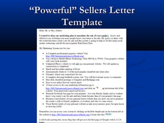 “Powerful” Sellers Letter
Template

 