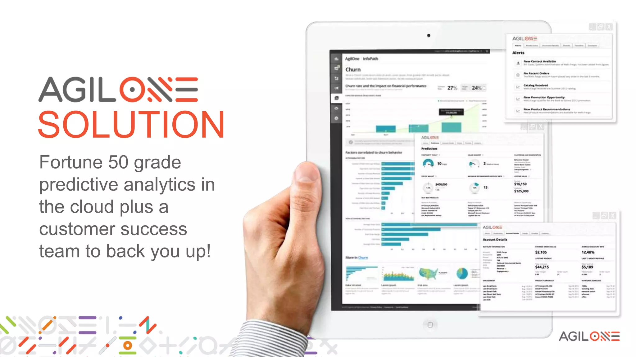 Fortune 50 grade
predictive analytics in
the cloud plus a
customer success
team to back you up!
SOLUTION
 