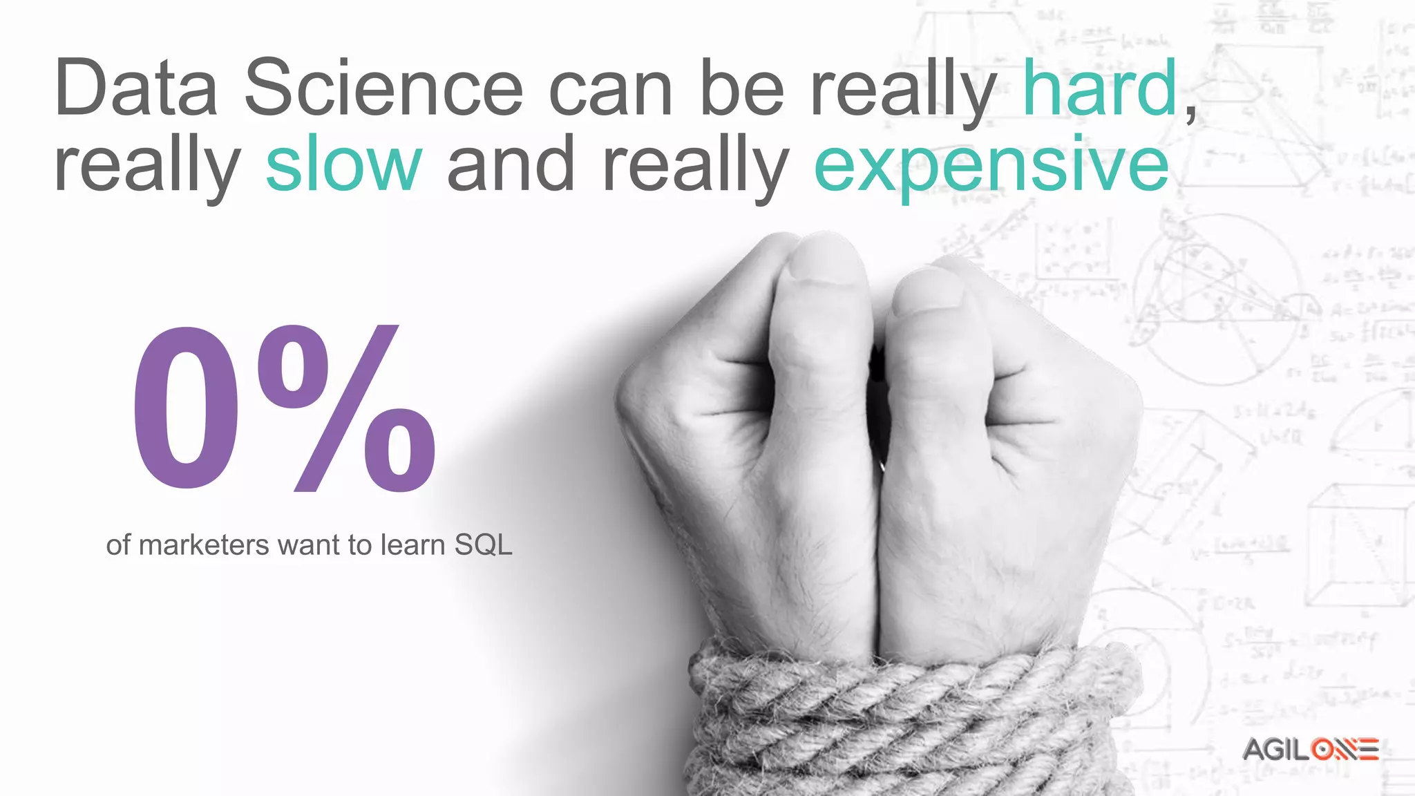 Data Science can be really hard,
really slow and really expensive
of marketers want to learn SQL
0%
 