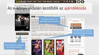 Az e-könyv oldalán kezdődik az ajándékozás
Olvass bele az e-könyvbe,
és nézd át a leírását!
Ha tetszik, kattints az
Ajándékba adom gombra.
Ha nem tetszik, válassz a
hasonló témájú ajánlatok
közül.
 