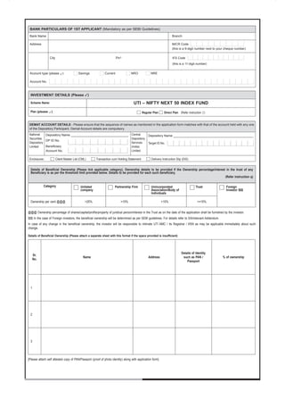 New Application Form of UTI - NIFTY NEXT 50 INDEX FUND (An open-ended ...