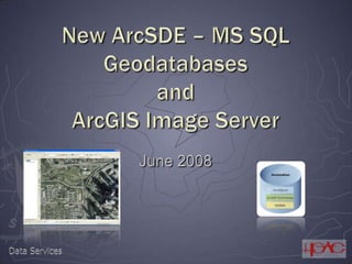 New ArcSDE – MS SQL GeodatabasesandArcGIS Image Server June 2008 Data Services 