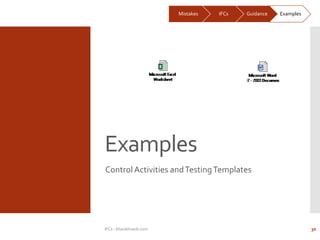 Examples
ControlActivities andTestingTemplates
IFCs - bharathraob.com
Mistakes IFCs Guidance Examples
30
 
