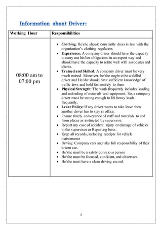 Professional Drivers Sop Example SOP for Divers of a international company | DOCX