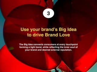 We make brands stronger.
We make brand leaders smarter.
What
consumers
want
What your
competitor
does best
What
your brand
does best
Strategy is to dominate the win and the tie
Make what you do best
seem more important
and more interesting
to consumers
Brand	dominance	comes	
when	you	even	shut	
competitors	out	where	there	
is	a	tie.	Win	on	power,	
innovation,	speed	or	
emotional	connection.
Usually the tie is where the
most ambiguous brand fights
happen. A power player can use
their dominance to invest in
R&D, media, consumer insights
or assessing weaknesses in
order to win the tie.
Power
Player
 
